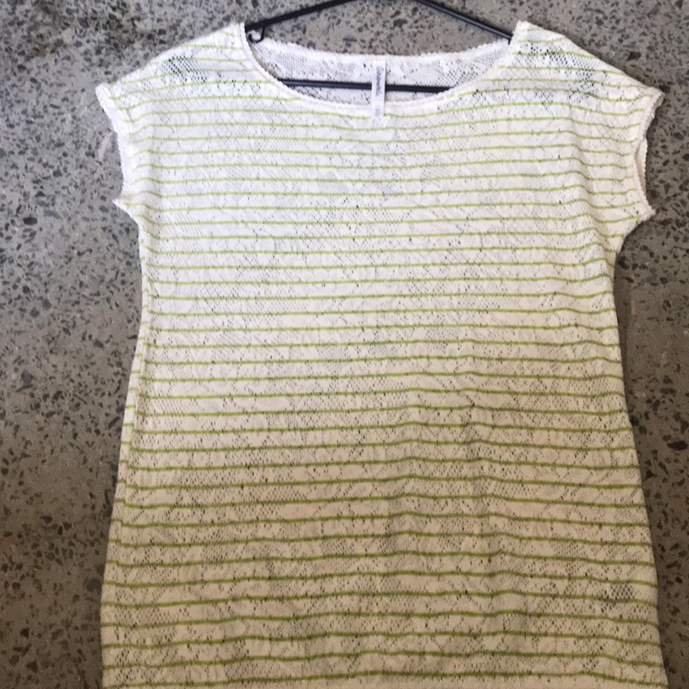 Green and white lace top